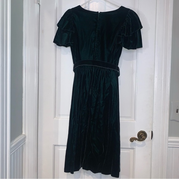 Vintage 70's 80's, Act 1 New York, Emerald Green Forrest Green Velvet Dress - Picture 2 of 13